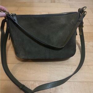 Fossil Olive Green Suede Shoulder Bag